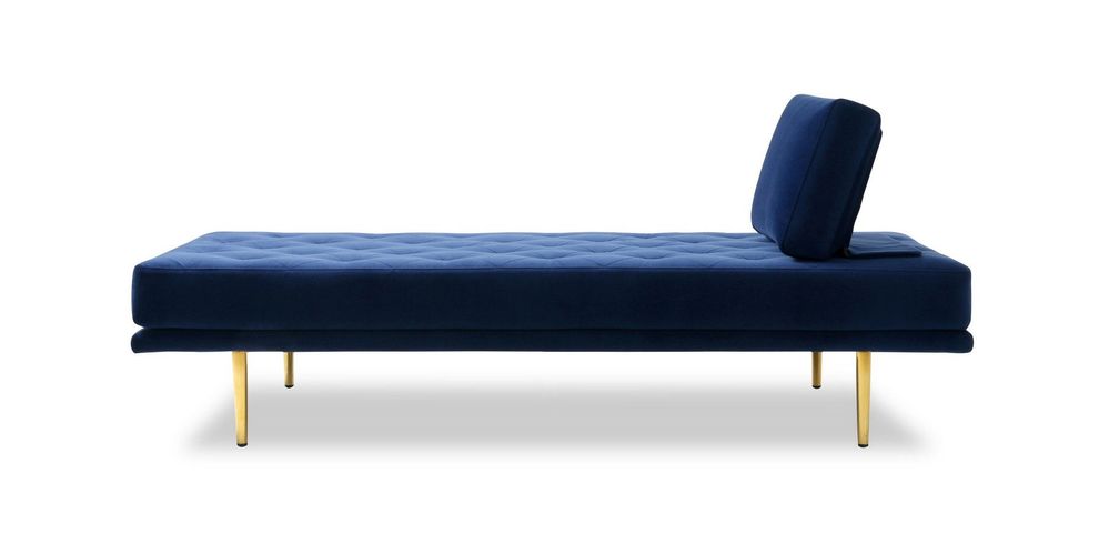 Blue fabric / gold metal legs sofa bed by J&M additional picture 2