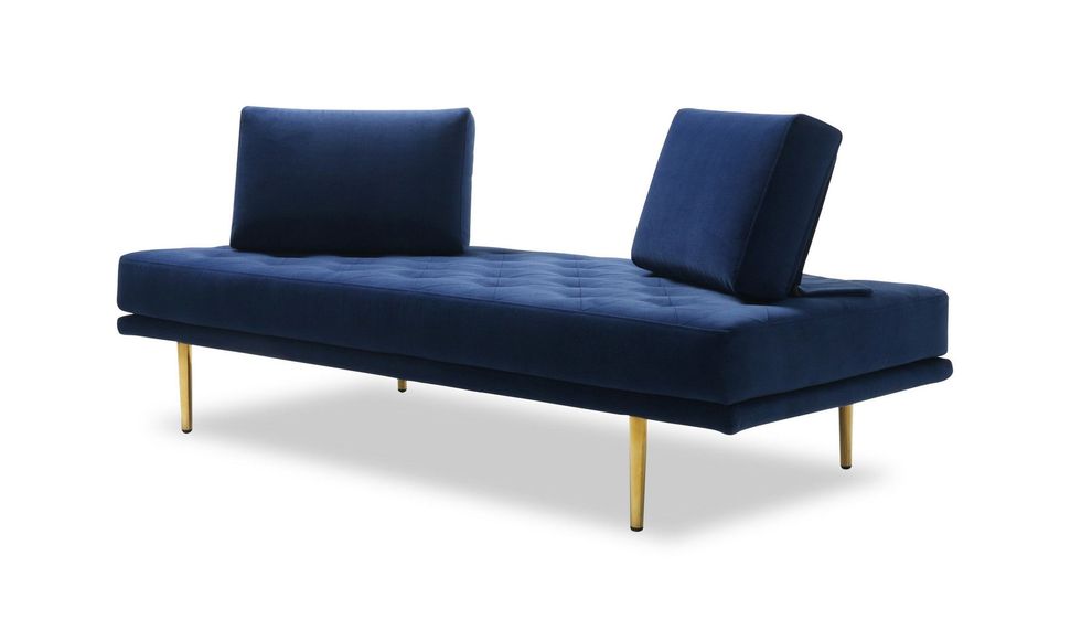 Blue fabric / gold metal legs sofa bed by J&M additional picture 3