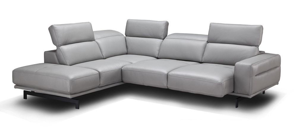 Modern light gray leather sectional by J&M additional picture 3