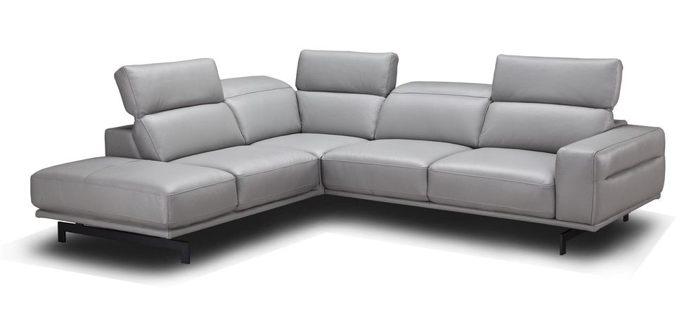Modern light gray leather sectional by J&M additional picture 4