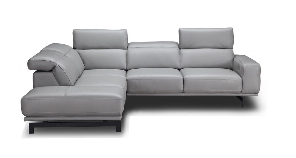 Modern light gray leather sectional by J&M additional picture 5