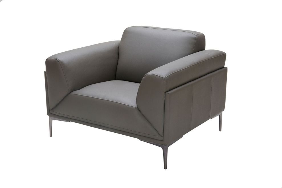 Dark gray leather contemporary sofa by J&M additional picture 2