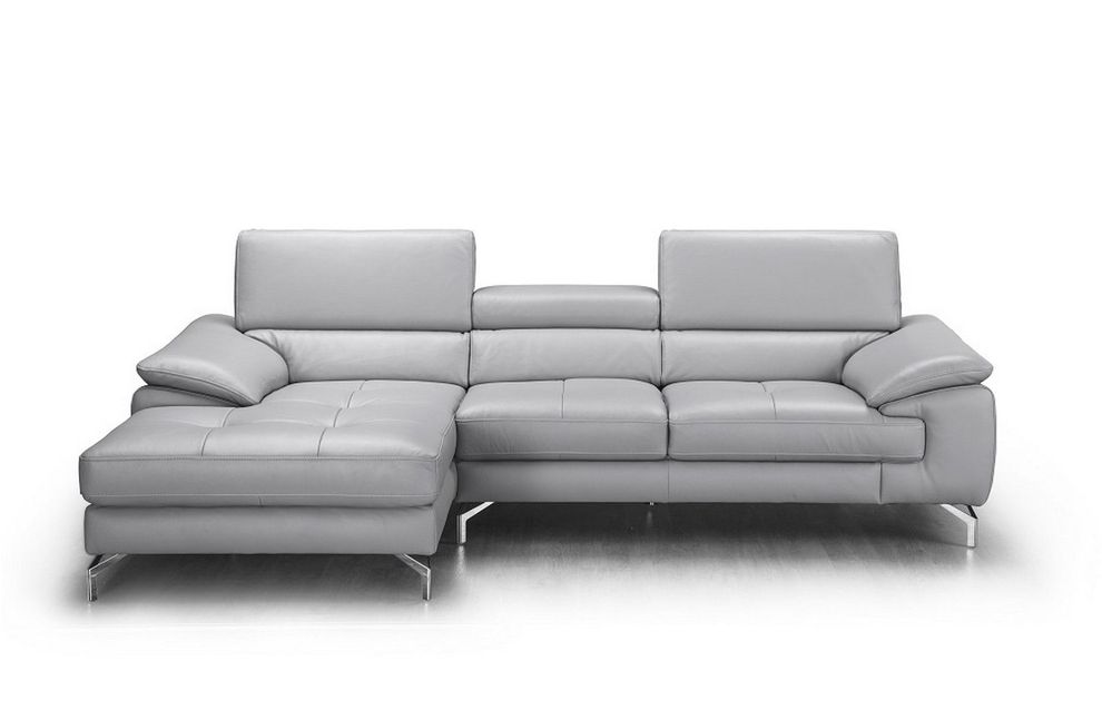 Elegant gray Italian leather modern sectional sofa by J&M additional picture 2