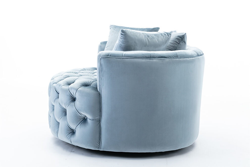 Light blue modern akili swivel accent chair barrel chair for hotel living room by La Spezia additional picture 7