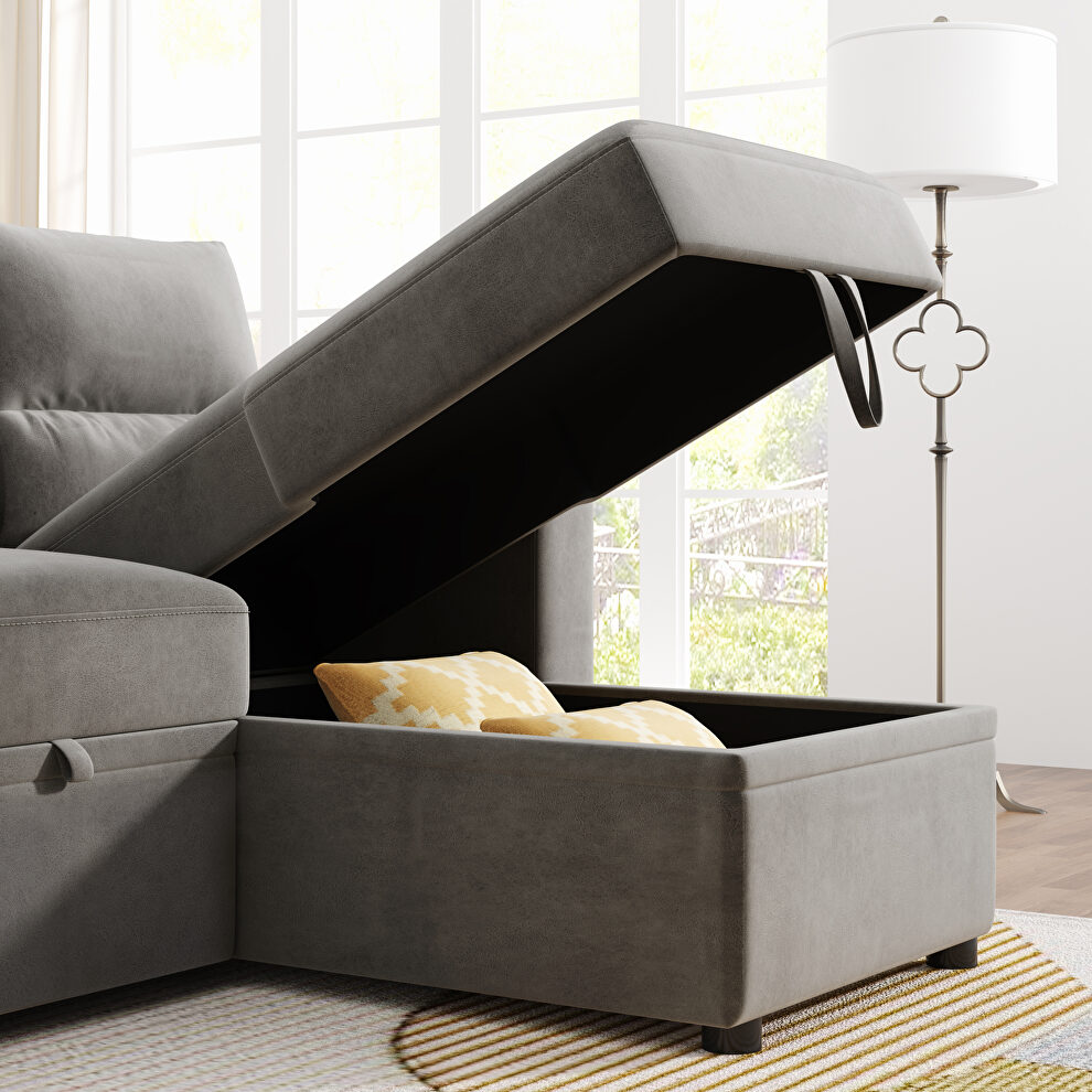 Reversible pull out sleeper sectional storage sofa bed by La Spezia additional picture 2