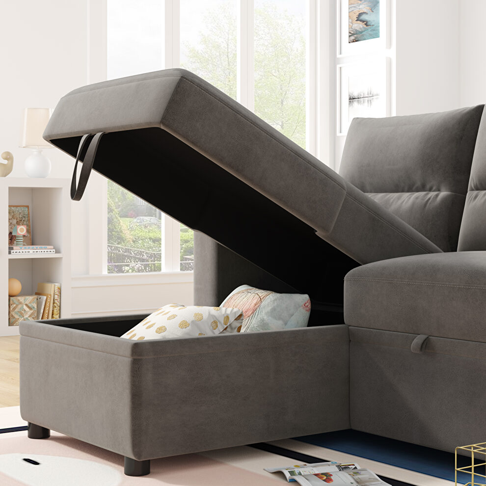 Reversible pull out sleeper sectional storage sofa bed by La Spezia additional picture 6