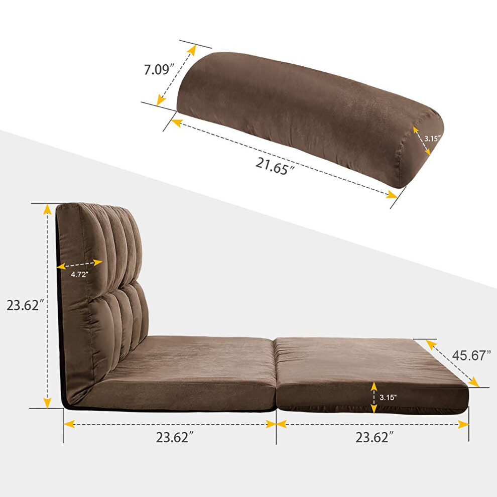 Brown double chaise lounge sofa floor couch and sofa with two pillows by La Spezia additional picture 11