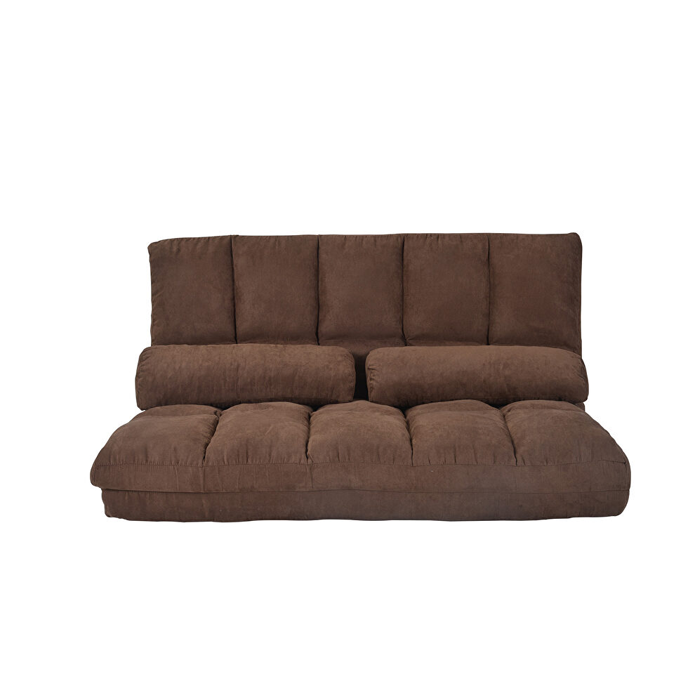 Brown double chaise lounge sofa floor couch and sofa with two pillows by La Spezia additional picture 5