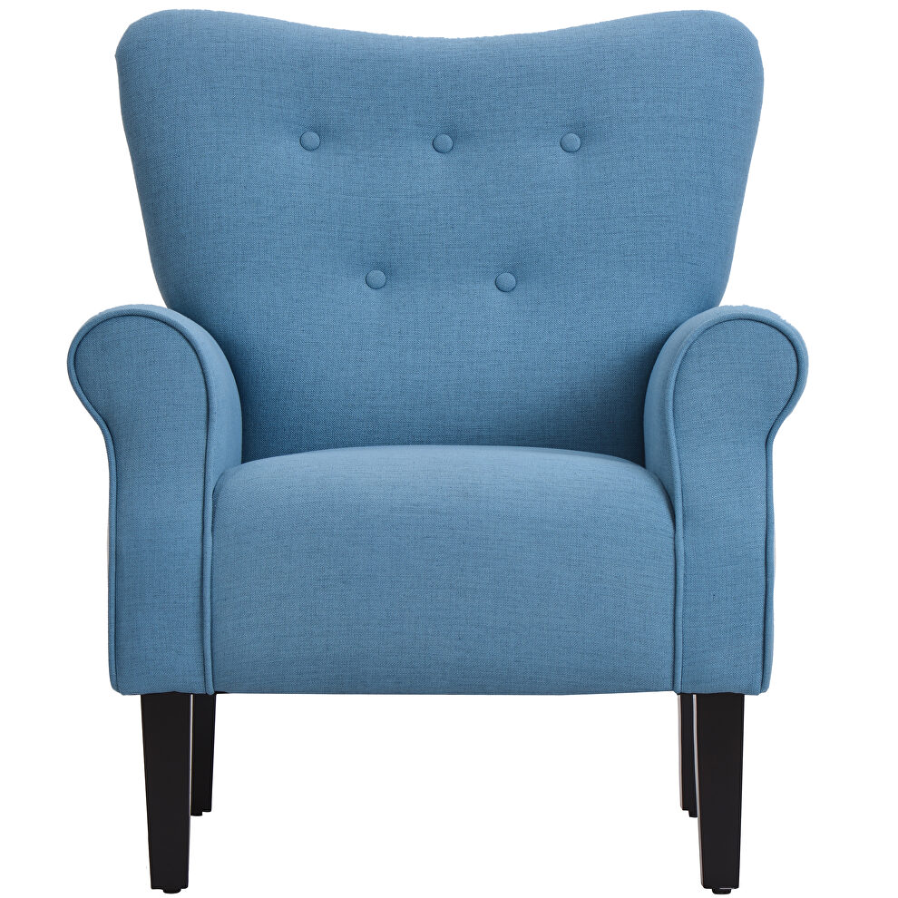 Blue linen modern wing back accent chair by La Spezia additional picture 6