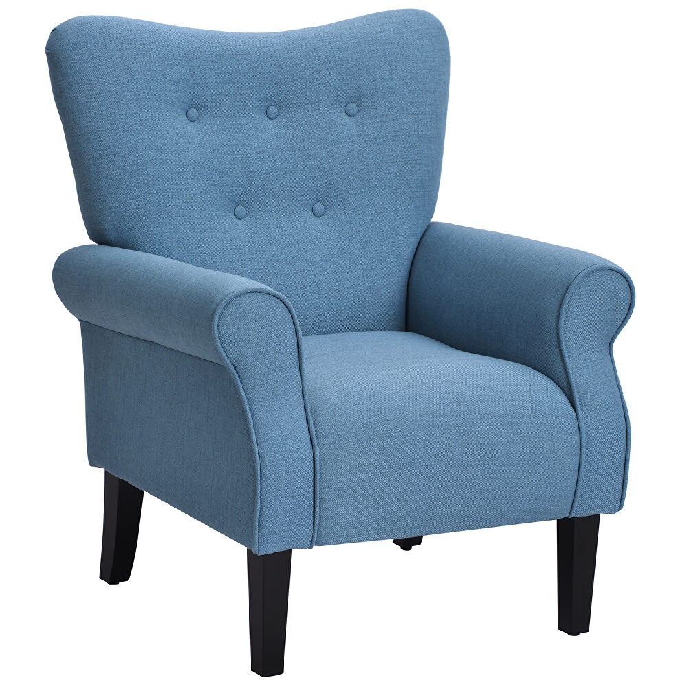 Blue linen modern wing back accent chair by La Spezia additional picture 7