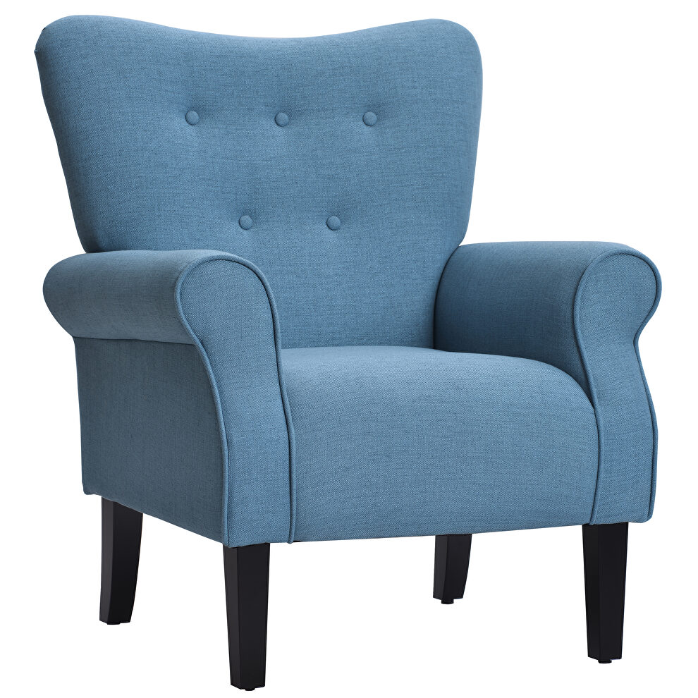 Blue linen modern wing back accent chair by La Spezia additional picture 9