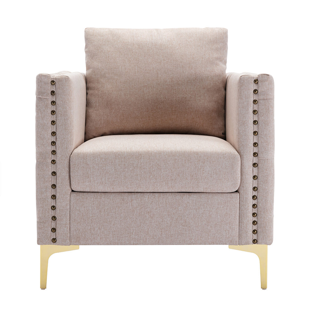 Modern button tufted tan linen accent armchair by La Spezia additional picture 8