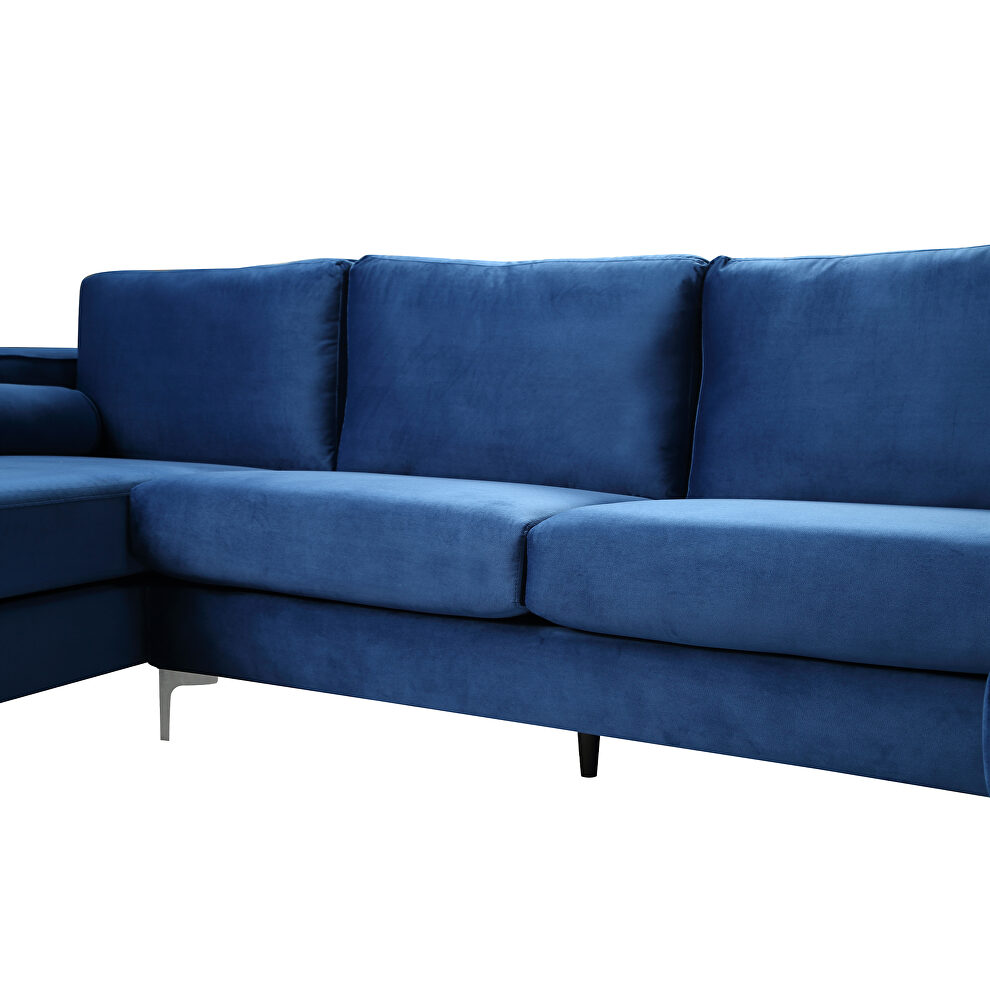 U-shape upholstered couch with modern elegant blue velvet sectional sofa by La Spezia additional picture 3