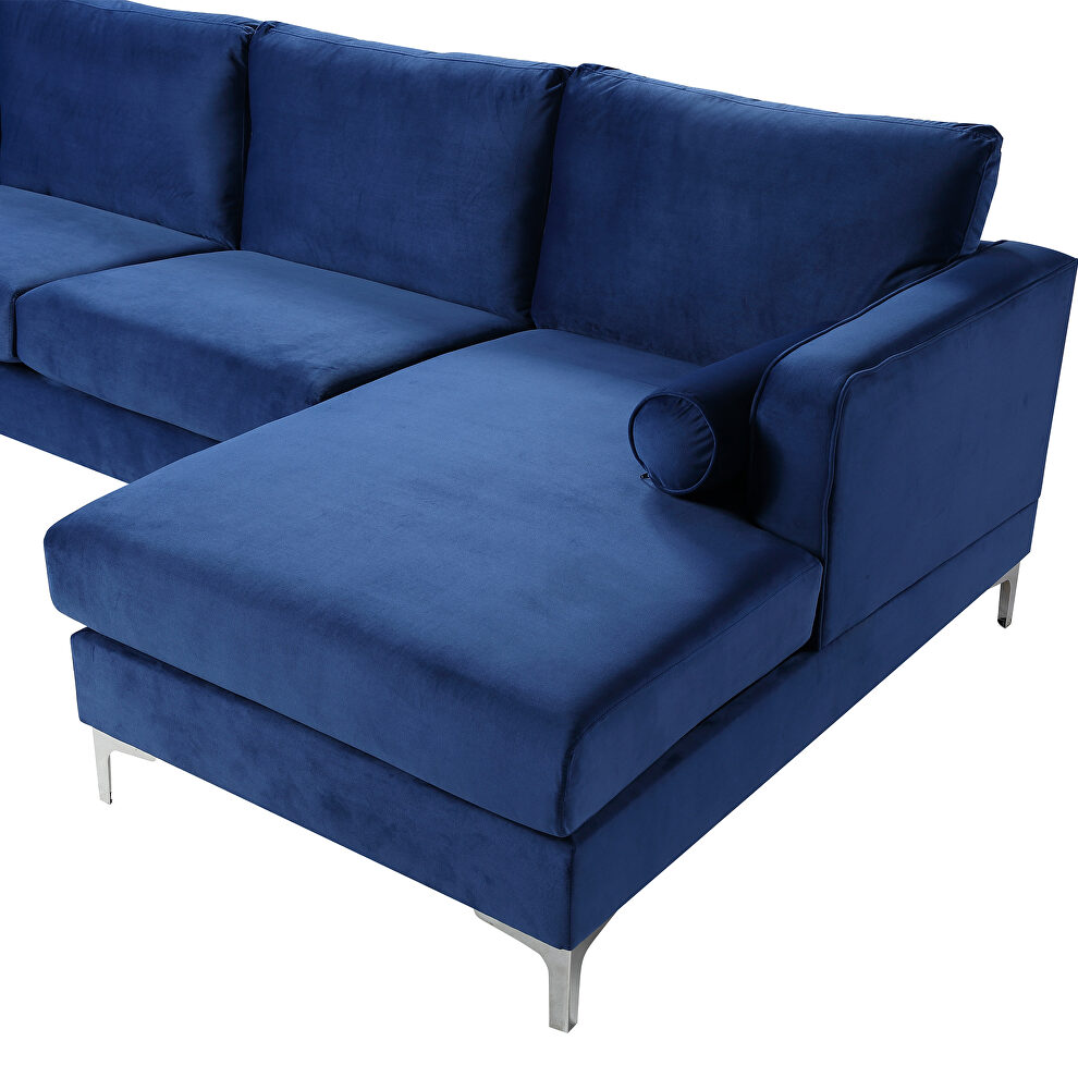 U-shape upholstered couch with modern elegant blue velvet sectional sofa by La Spezia additional picture 5