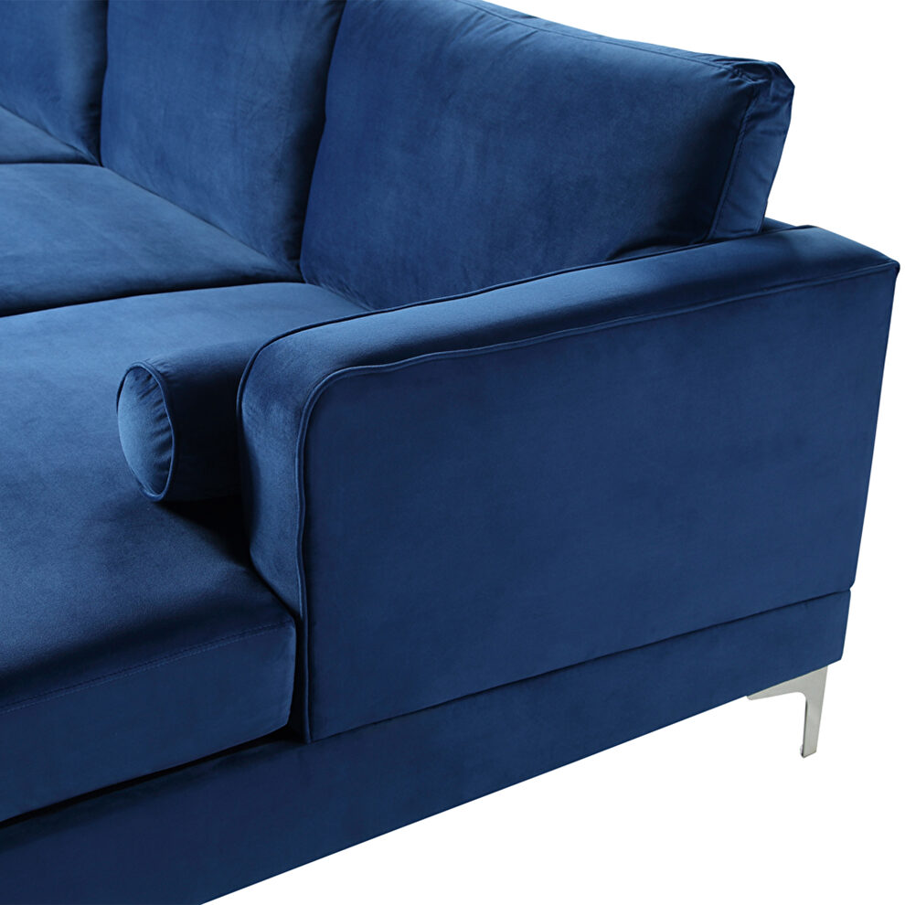 U-shape upholstered couch with modern elegant blue velvet sectional sofa by La Spezia additional picture 6