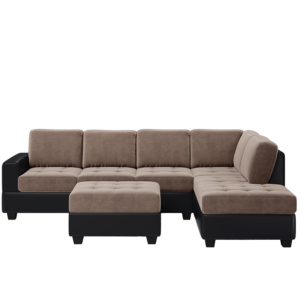 Brown velvet convertible sectional sofa with reversible chaise by La Spezia additional picture 11