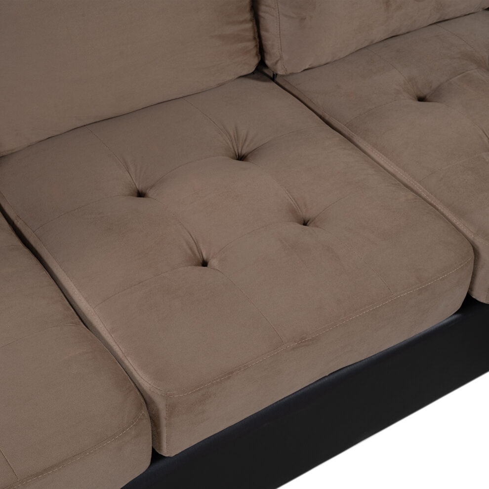 Brown velvet convertible sectional sofa with reversible chaise by La Spezia additional picture 5