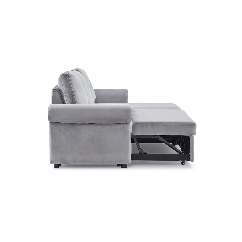 Gray velvet sleeper sofa bed convertible sectional sofa couch by La Spezia additional picture 12