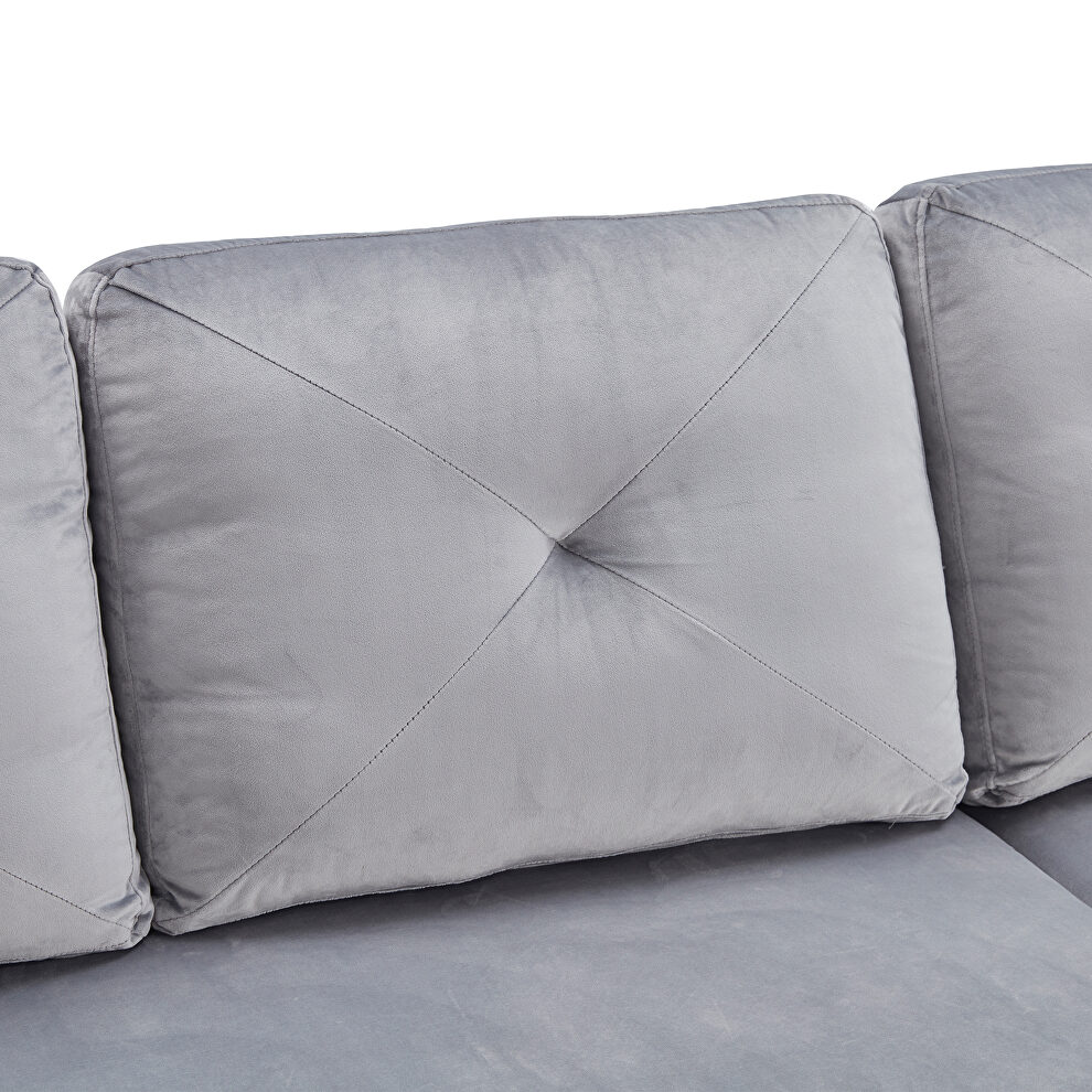 Gray velvet sleeper sofa bed convertible sectional sofa couch by La Spezia additional picture 5