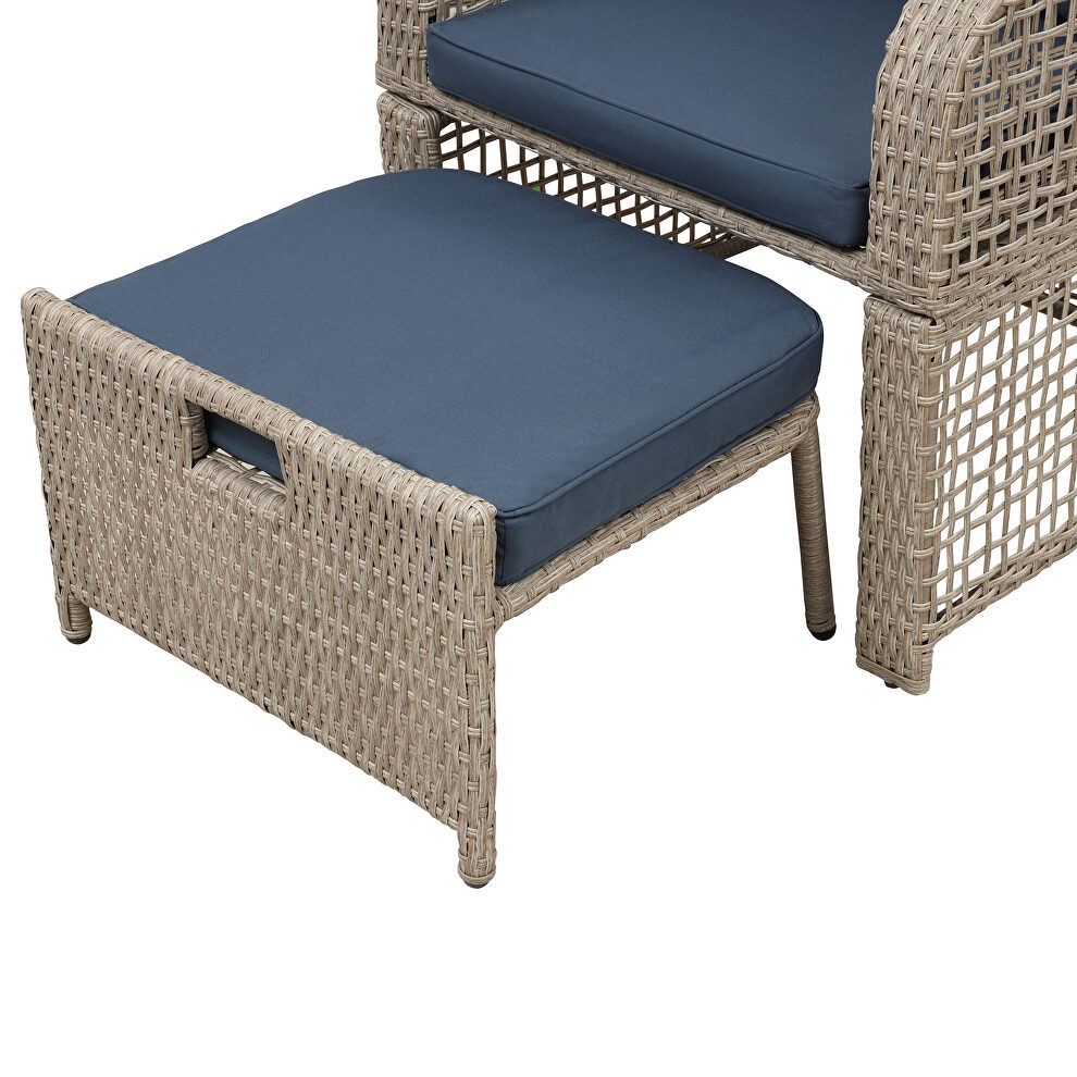 Brown rattan/ navy cushions outdoor conversation 5 piece set by La Spezia additional picture 11