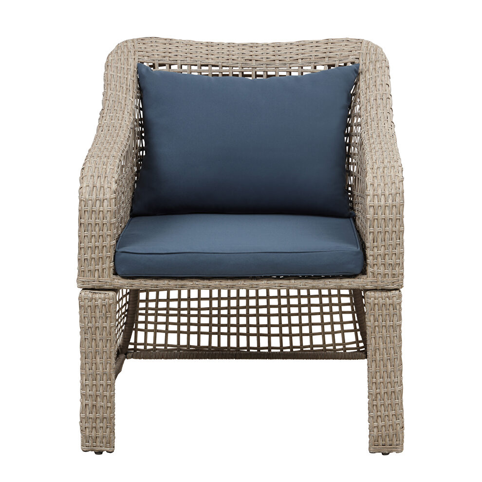 Brown rattan/ navy cushions outdoor conversation 5 piece set by La Spezia additional picture 16