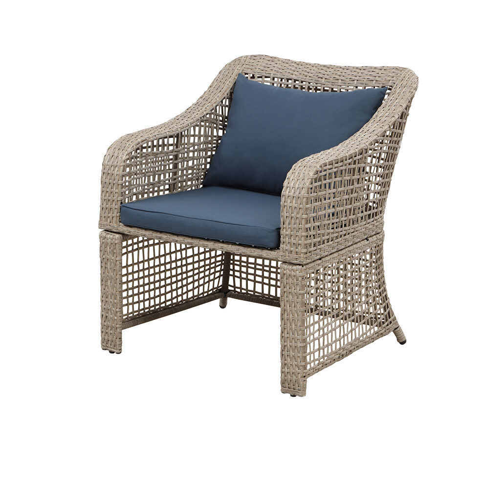 Brown rattan/ navy cushions outdoor conversation 5 piece set by La Spezia additional picture 5