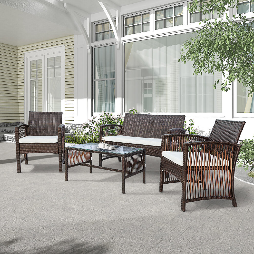 Brown rattan chair, sofa and table patio 8 piece set by La Spezia additional picture 11