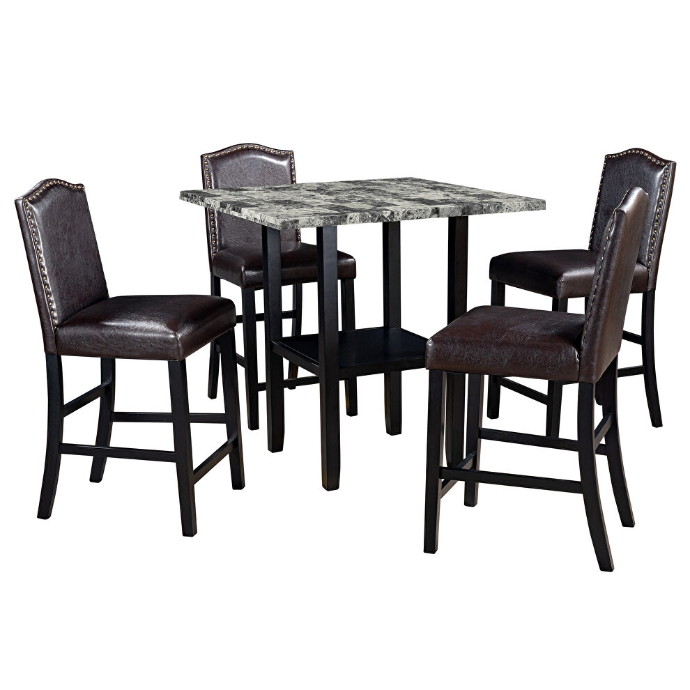 5 piece dining set with gray table and brown matching chairs by La Spezia additional picture 6