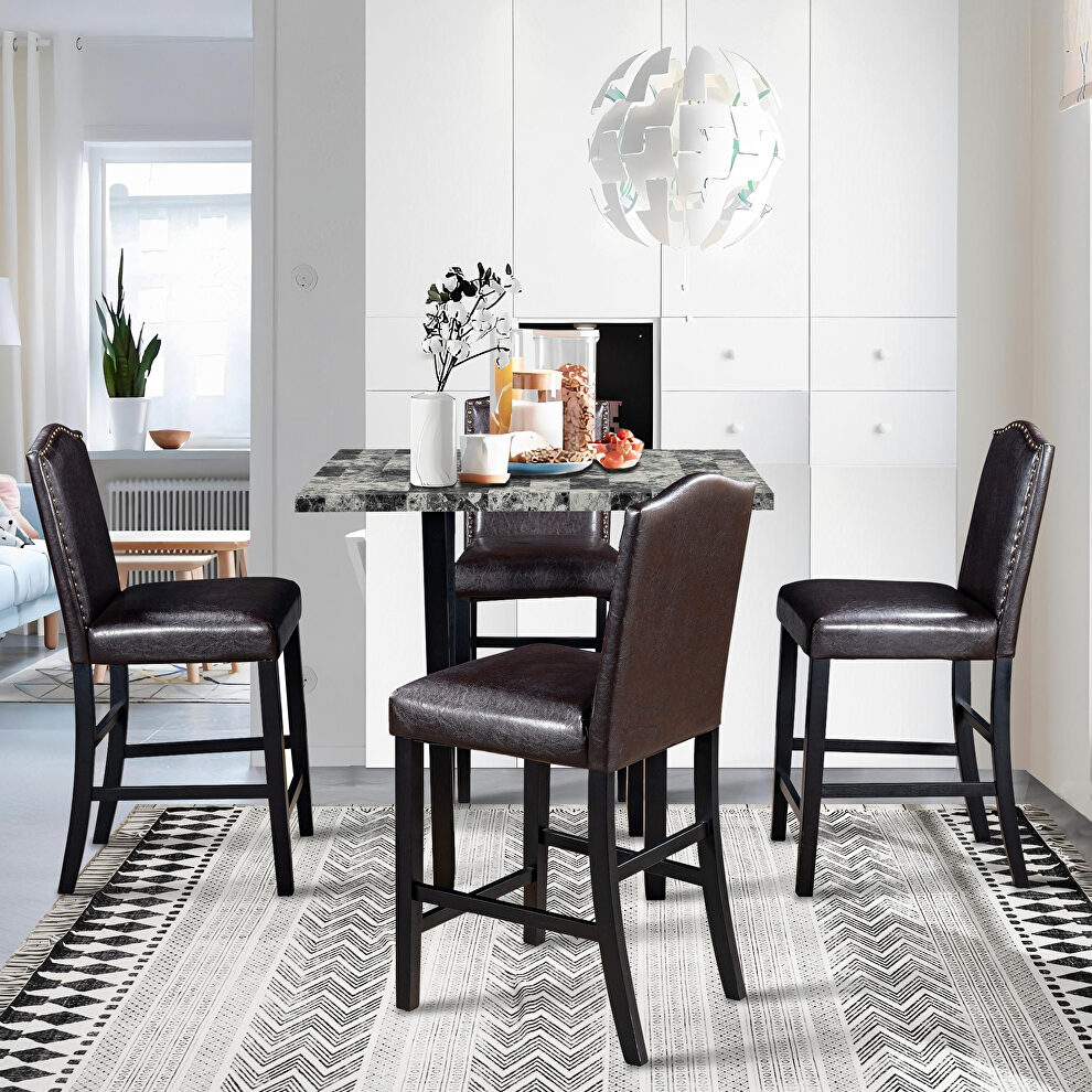 5 piece dining set with gray table and brown matching chairs by La Spezia additional picture 8