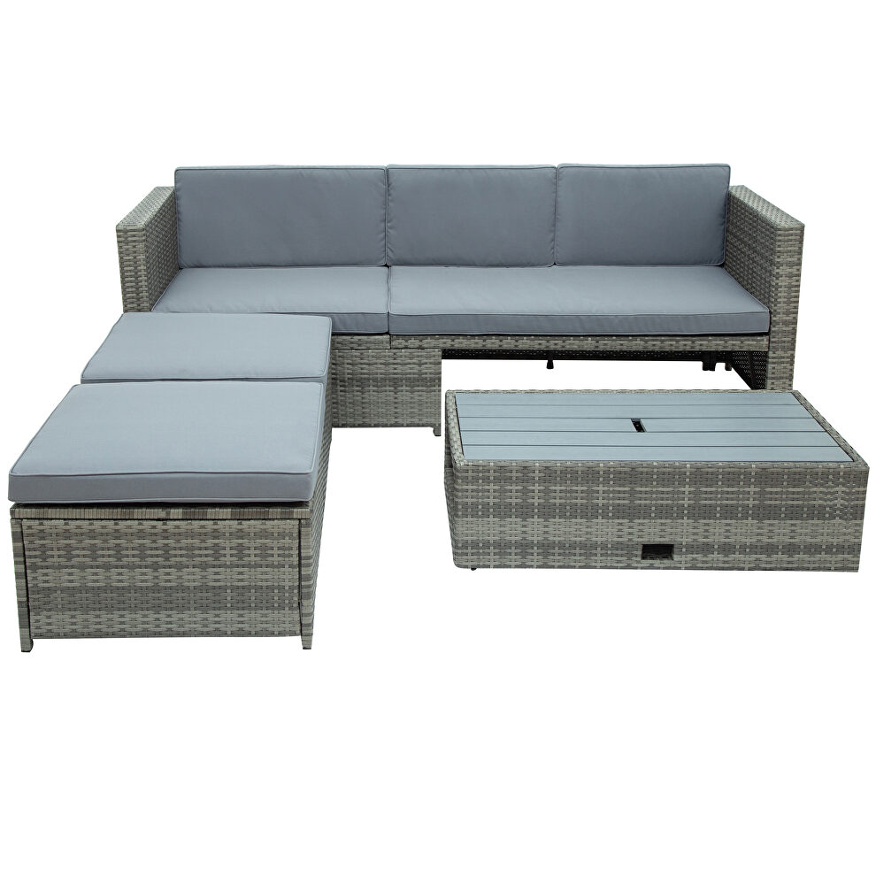 5-piece rattan sofa cushioned sectional furniture set in gray finish by La Spezia additional picture 7