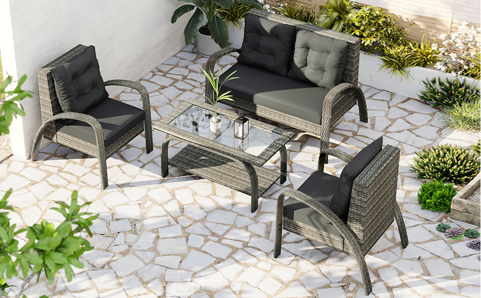 4 pieces sectional rattan sofa set and table by La Spezia additional picture 2