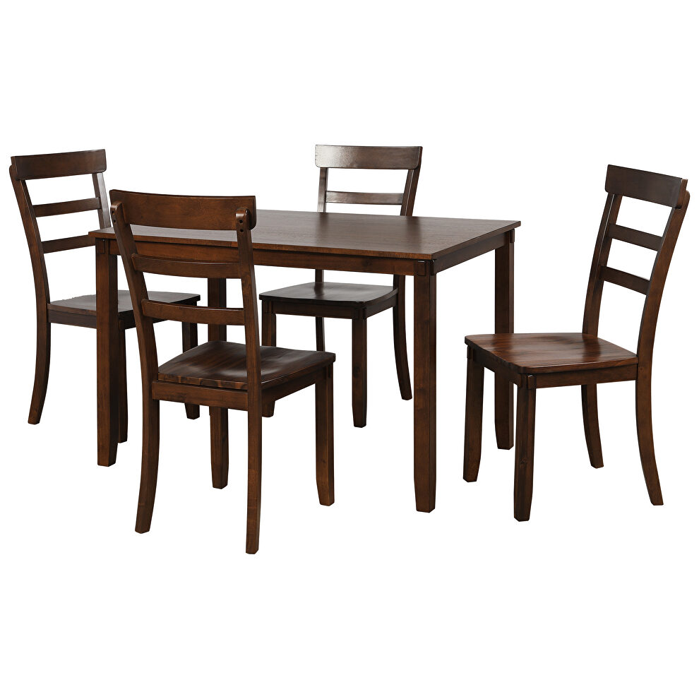 Brown 5-piece kitchen dining table set wood table and chairs set by La Spezia additional picture 9