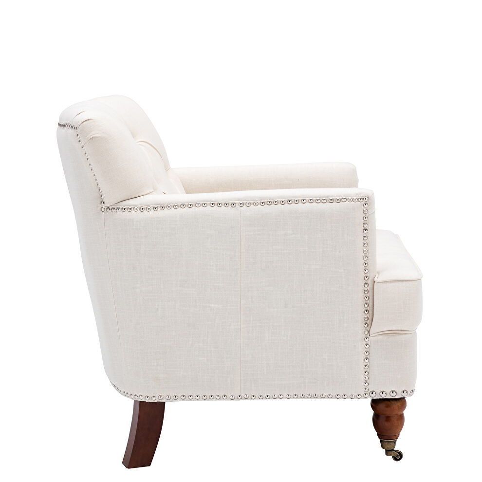 Hengming modern style beige linen tub chair by La Spezia additional picture 4