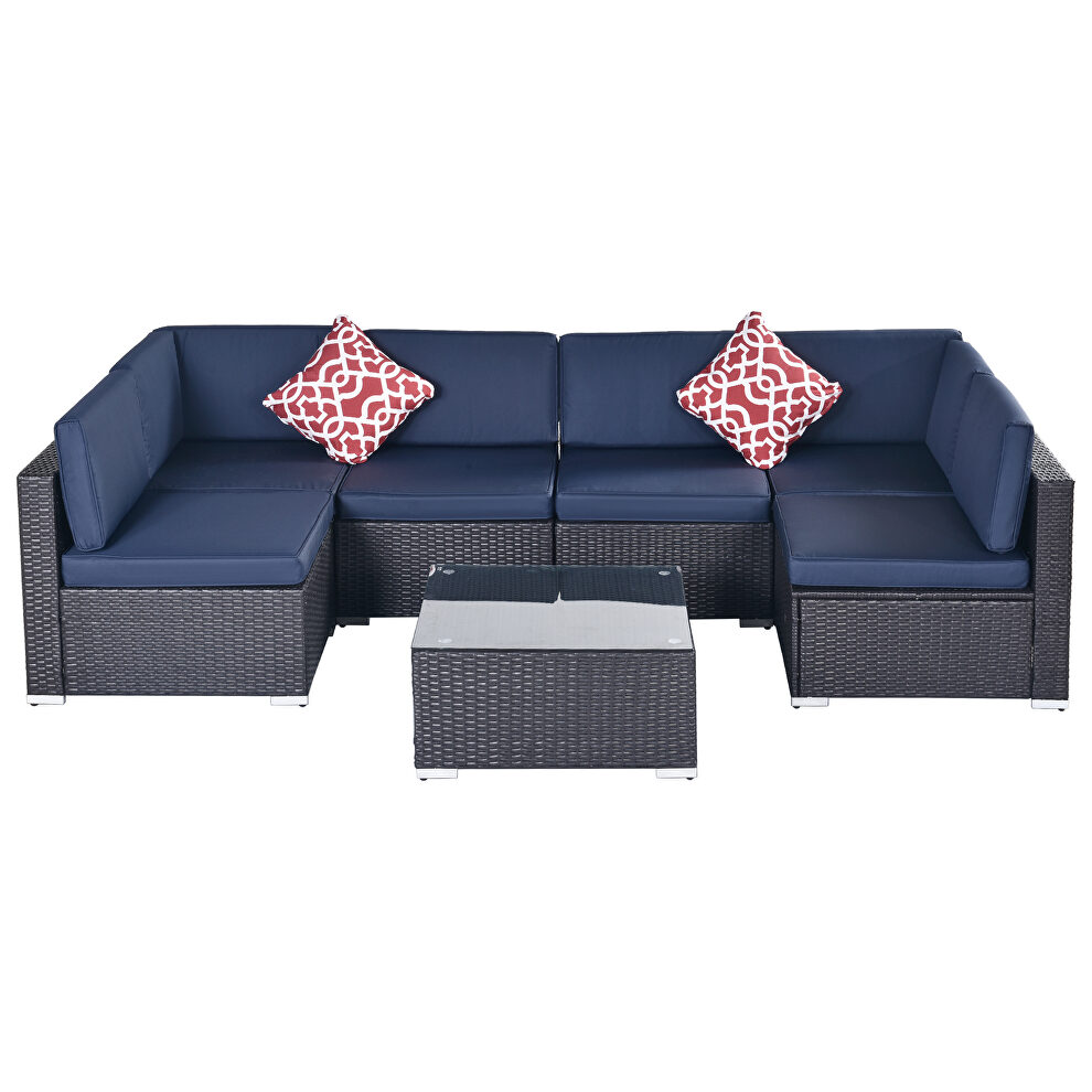 7-piece pe rattan wicker sectional cushioned sofa set and coffee table by La Spezia additional picture 19