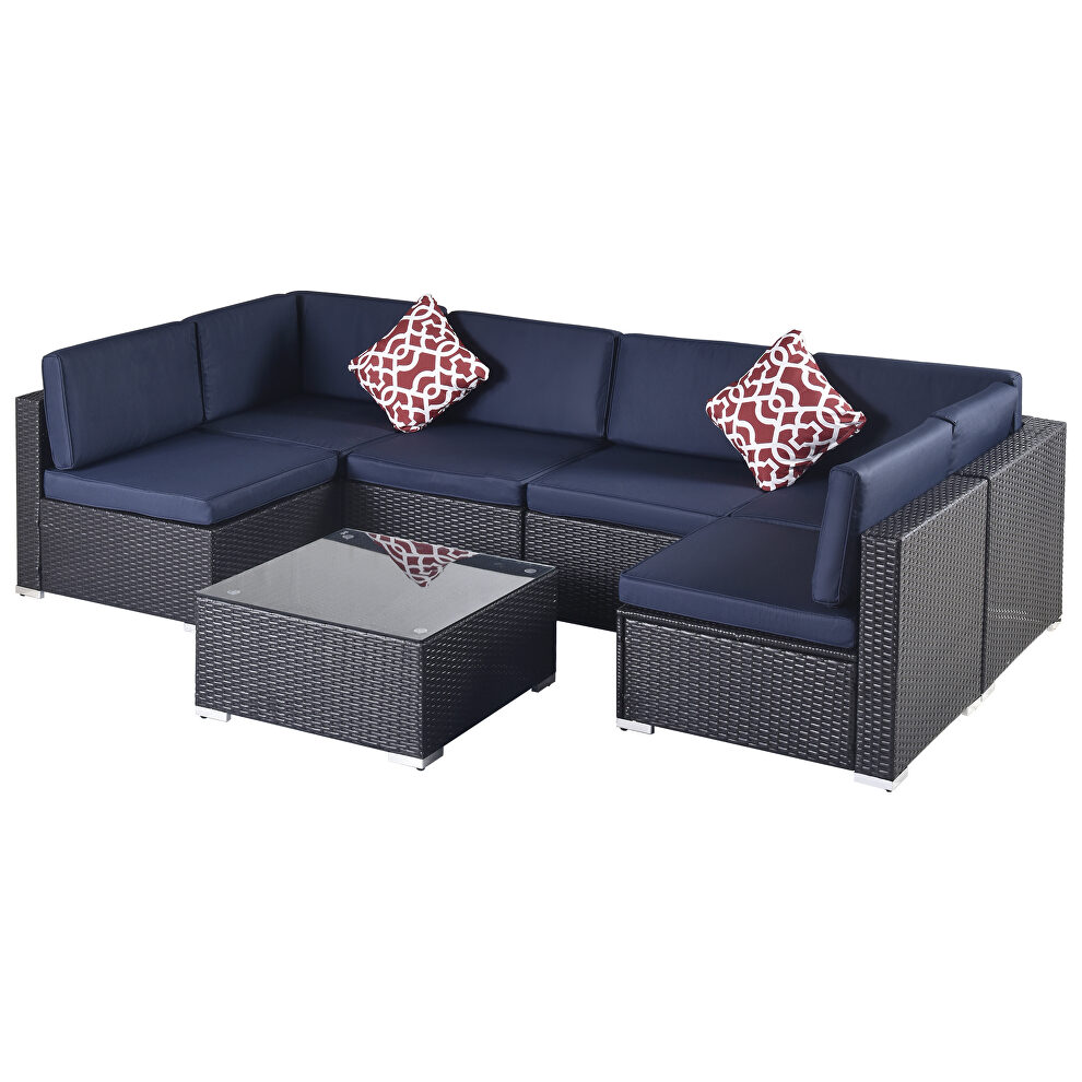 7-piece pe rattan wicker sectional cushioned sofa set and coffee table by La Spezia additional picture 4