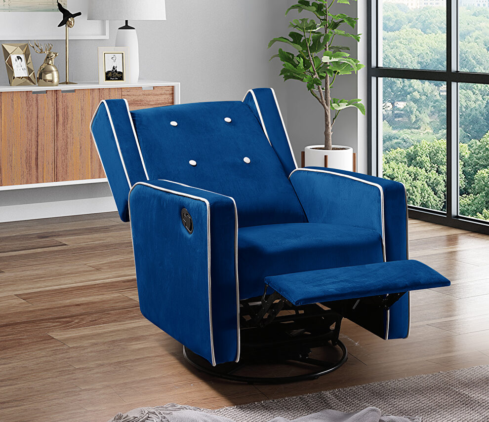 Relax lounge maunal swivel glider recliner blue velvet by La Spezia additional picture 12