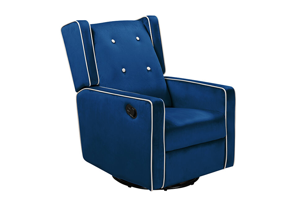 Relax lounge maunal swivel glider recliner blue velvet by La Spezia additional picture 6