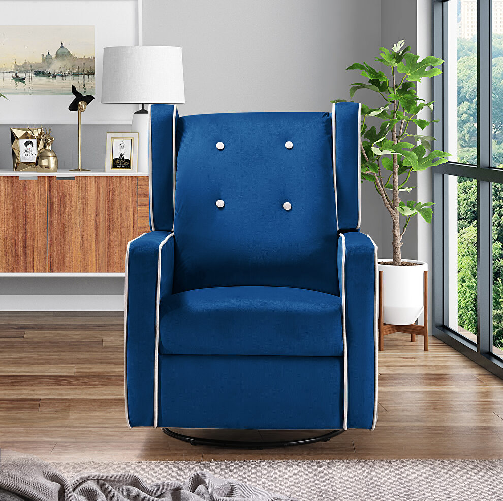 Relax lounge maunal swivel glider recliner blue velvet by La Spezia additional picture 9