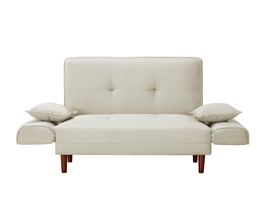 Relax lounge sofa bed sleeper with 2 pillows beige fabric by La Spezia additional picture 10