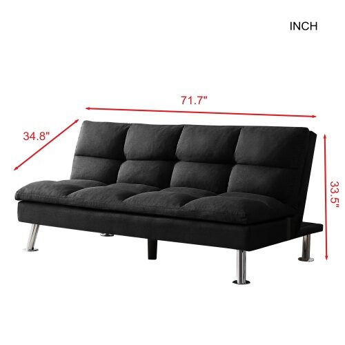 Relax lounge futon sofa bed sleeper black fabric by La Spezia additional picture 5