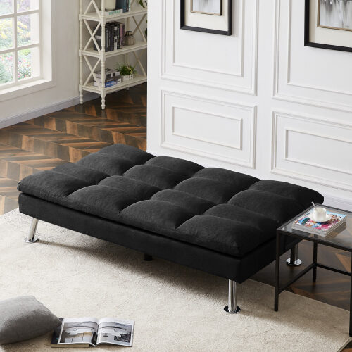Relax lounge futon sofa bed sleeper black fabric by La Spezia additional picture 9
