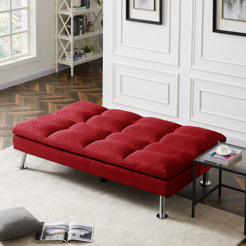 Relax lounge futon sofa bed sleeper red fabric by La Spezia additional picture 13