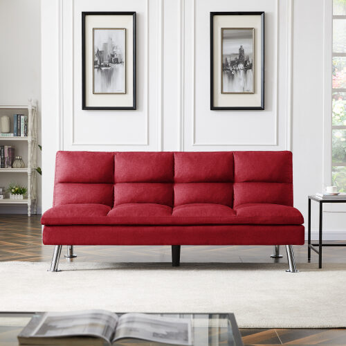 Relax lounge futon sofa bed sleeper red fabric by La Spezia additional picture 9