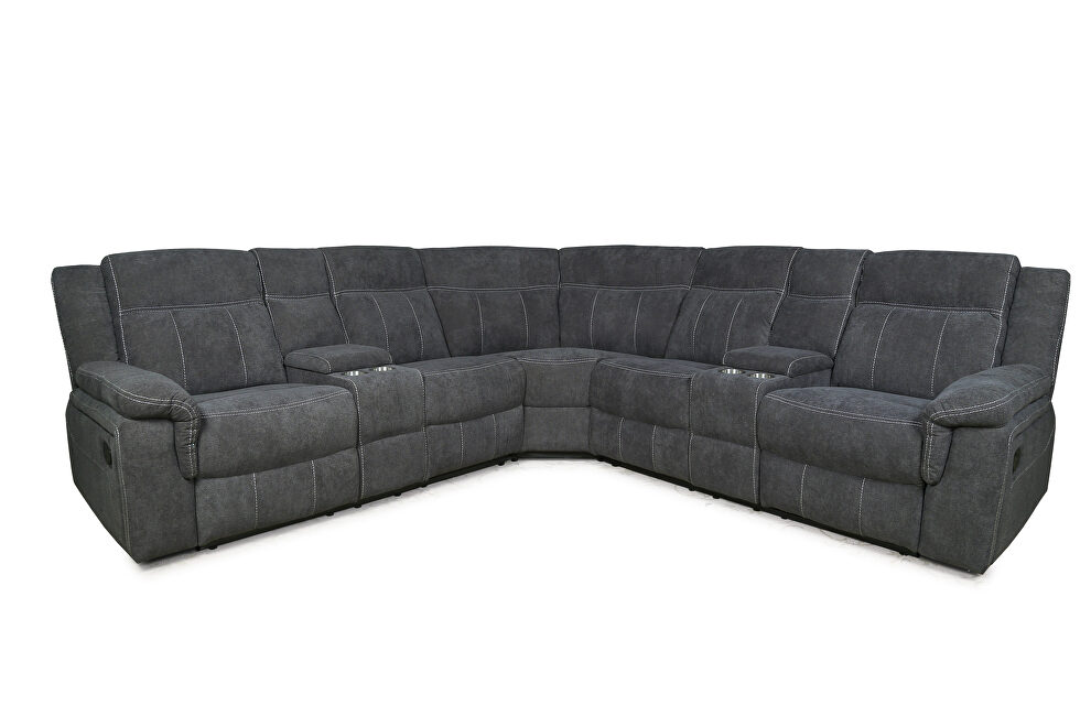 Mannual motion sofa gray fabric by La Spezia additional picture 2