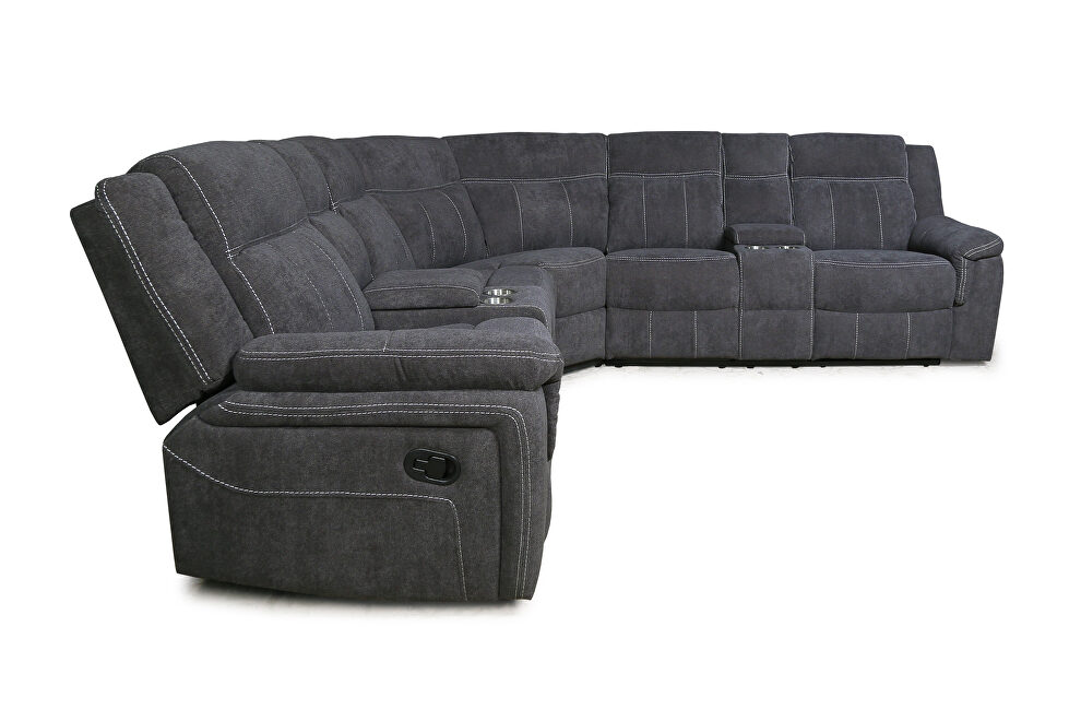 Mannual motion sofa gray fabric by La Spezia additional picture 6