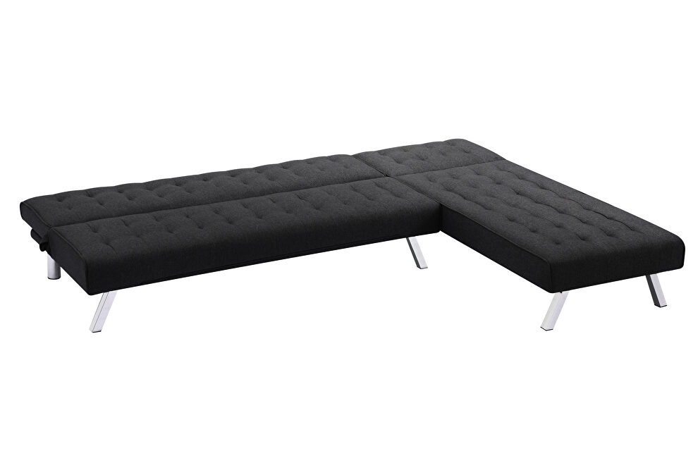 Reversible sectional sofa sleeper black fabric by La Spezia additional picture 2