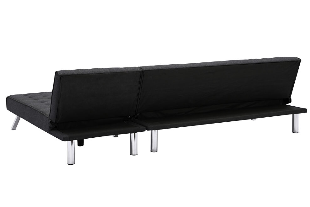 Reversible sectional sofa sleeper black fabric by La Spezia additional picture 3