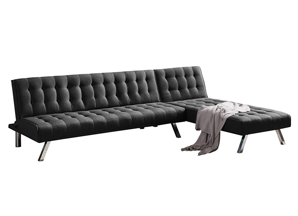 Reversible sectional sofa sleeper black fabric by La Spezia additional picture 9