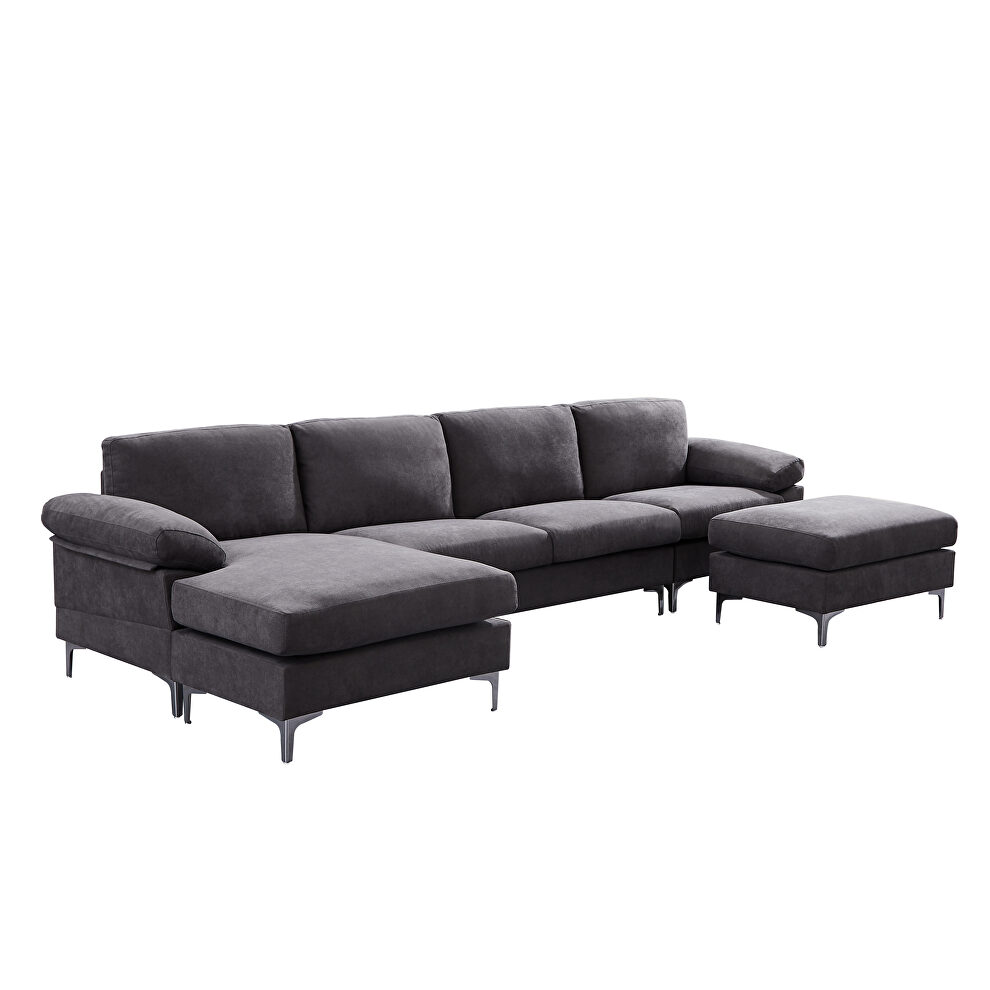 Relax lounge convertible sectional sofa dark gray fabric by La Spezia additional picture 4
