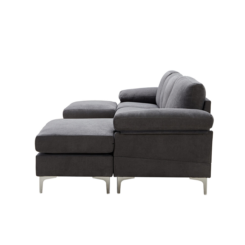 Relax lounge convertible sectional sofa dark gray fabric by La Spezia additional picture 8